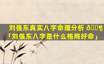 刘强东真实八字命理分析 🐶 「刘强东八字是什么格局好命」